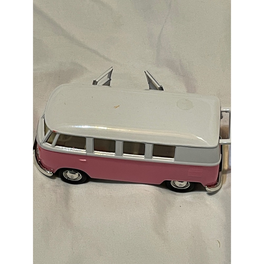 RMZ City Volkswagen T1 Transporter Toy Van Pink White Metal Diecast Retro Bus VW - Picture 3 of 12